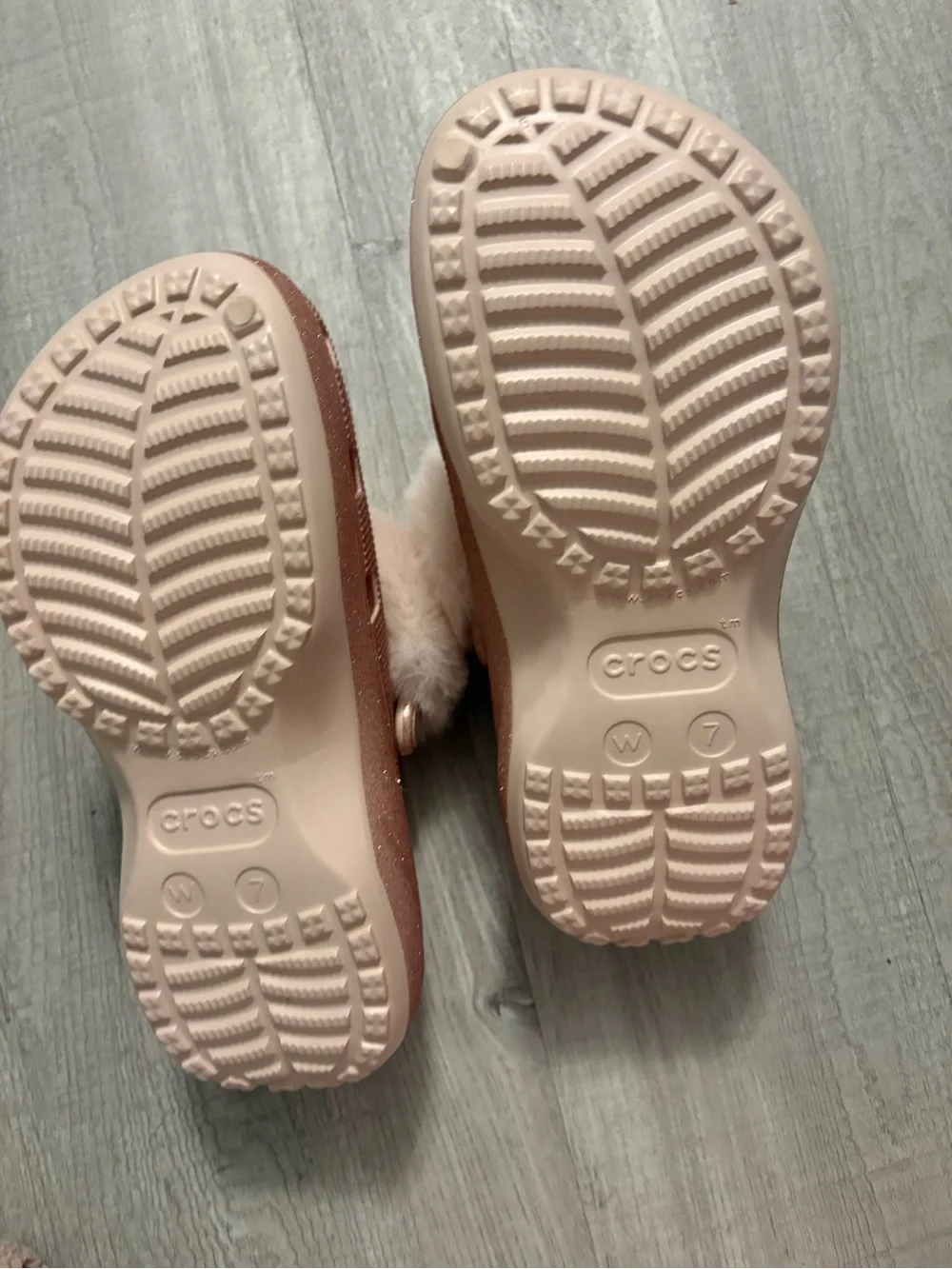 CROCS Pink Backpack with Rose Gold Slip-On Shoes
